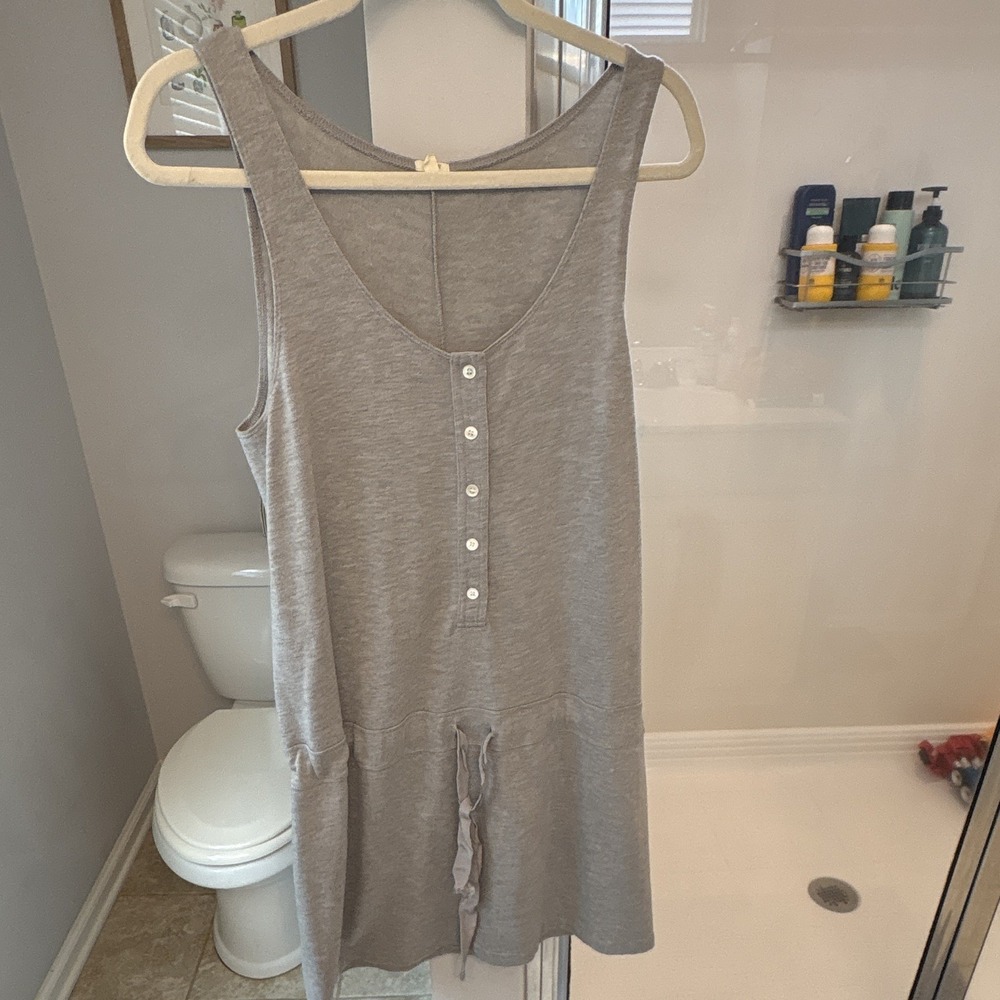 J.Crew Gray Button Drawstring Scoop Neck Strappy Sleeveless Short Tank Dress M
